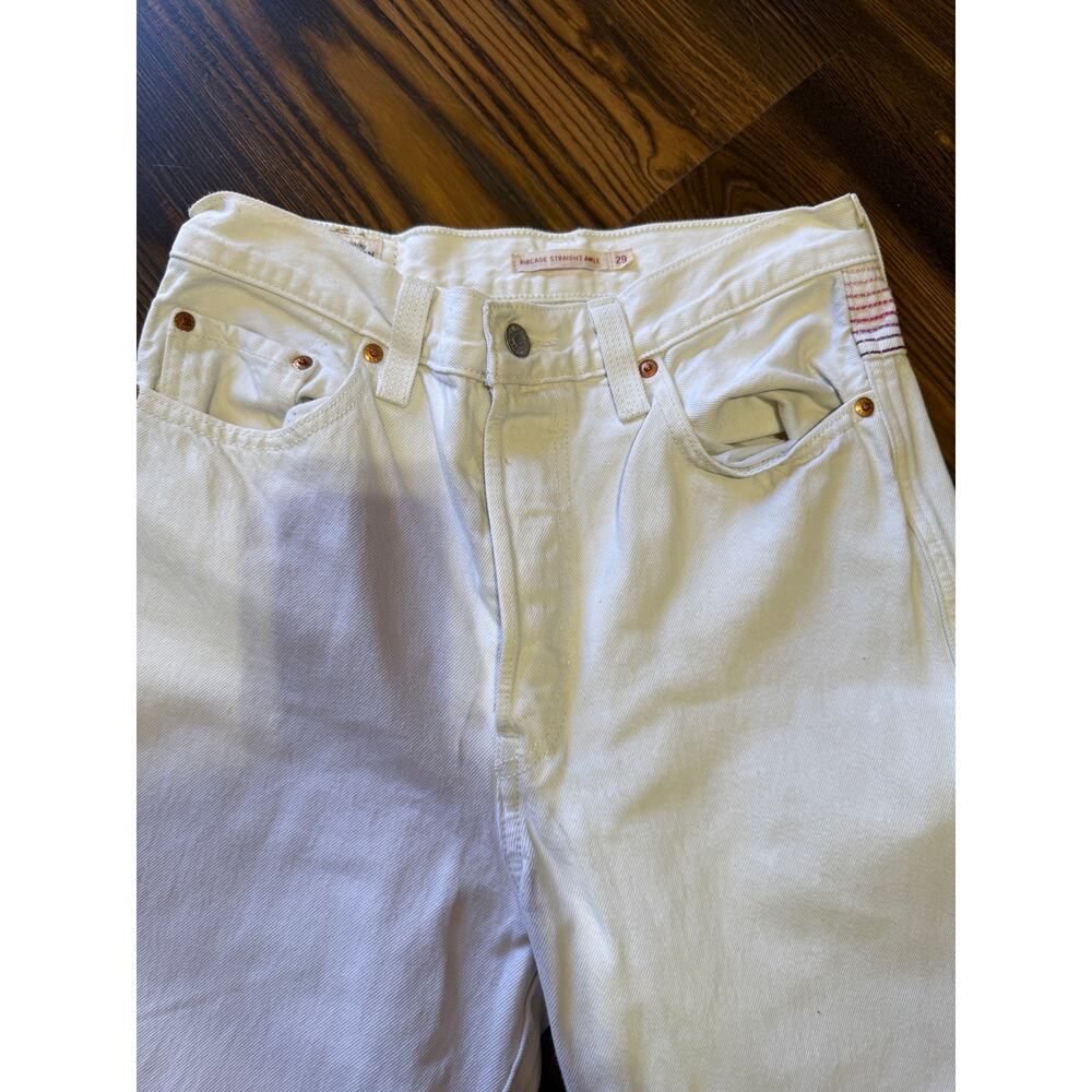 Levi’s Ribcage Straight Ankle Rainbow White Denim Jeans Size 29 - Picture 3 of 13